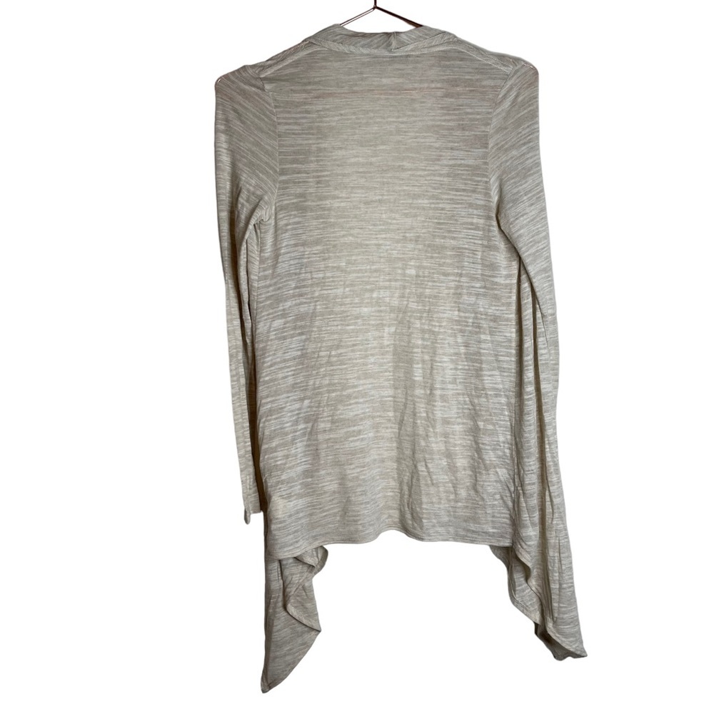 Athleta Draped Waterfall Oatmeal Lightweight Open Front Cardigan Sweater - Picture 5 of 6